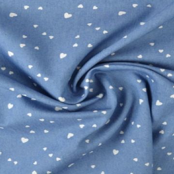 Chambray - Tiny White Hearts on Classy Blue