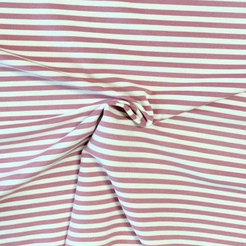 Cotton Jersey Brushed Stripes - Mauve/White