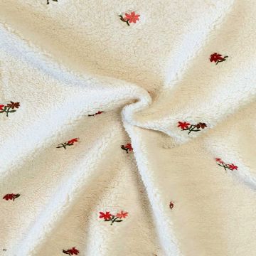 Super Soft Teddy/Borg - Flower Embroidery