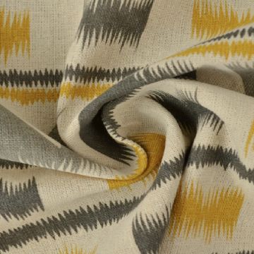 Katoen Canvas - Graphic Ocher/Grey on Beige