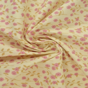 Katoen - Petite Pink Flowers on Champagne