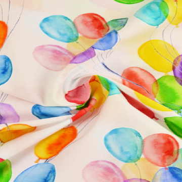 Katoen - Balloon Party on White