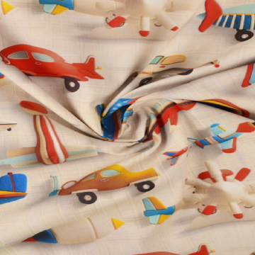 Katoen - Airplanes and Cars on Beige