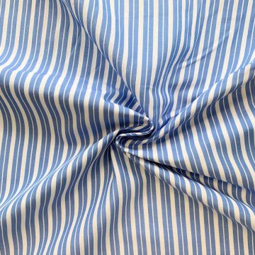Blousestof - Lijn Groot - Hemels Blauw/Wit