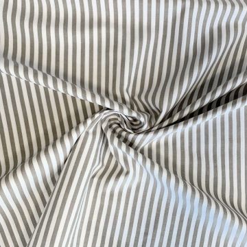 Blousestof - Stripes - Dark Taupe/White