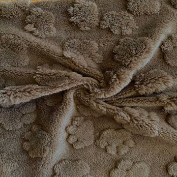 Knuffelfleece - Paw Prints - Dark Taupe