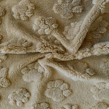 Knuffelfleece - Paw Prints - Dark Beige