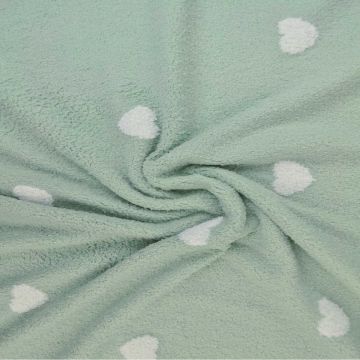 Zachte Badstof - White Hearts on Old Green