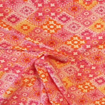 Lycra - Pink/Orange Patchwork 