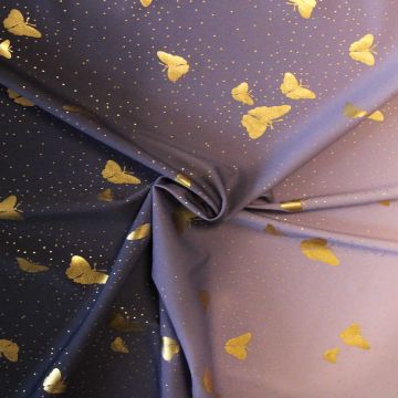 Lycra - The Golden Butterflies on Purple and Lilac