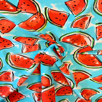 Lycra - Watermelon on Aqua