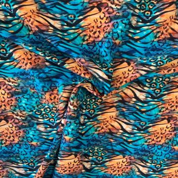 Lycra - Cheetah and Tiger Stripes on Blue