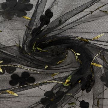Mesh - Embroidery Floral - Black 14