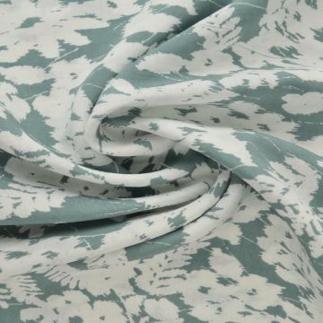 Viscose Fashion - white faded flowers on vintage green