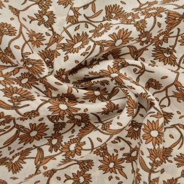 Viscose Fashion - ochre daisies vintage white 