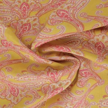 Viscose Fashion - red paisley on Summer yellow