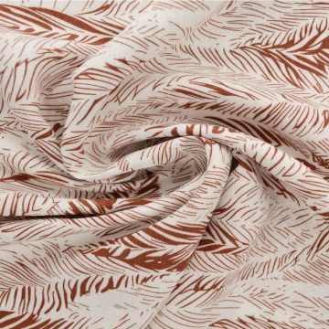 Viscose Fashion - Rusty Palm Stripe Leaves on White