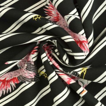 Viscose - Paradise Bird and Stripes