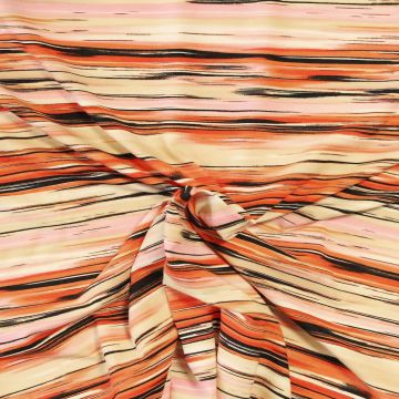 Viscose Tricot - Stripes Orange/Black/Pink/ Vanilla