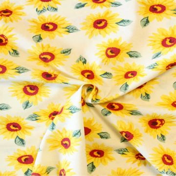 Katoen Canvas - Sunflowers on White