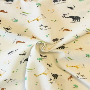 Katoen Canvas - Zoo Animal Drawing on White