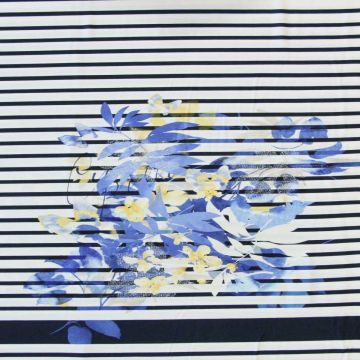 Viscose Tricot PANEEL - Stripes with Flowers