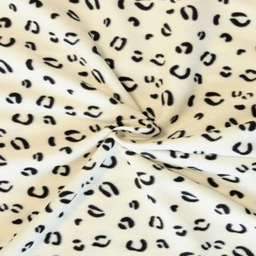 Fleece Print - Black Animal Spots on Off White