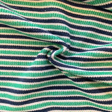 Gebreide Tricot - Green/Blue Stripes
