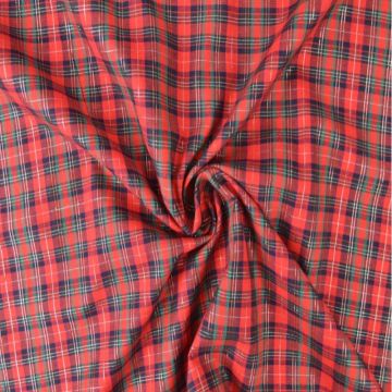 Kerst katoen - Rode Ruit met zilver lurex