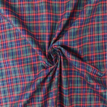 Kerst katoen - Blauwe Ruit met zilver lurex