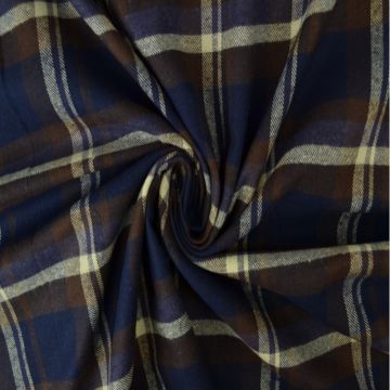 Flanel - Ruiten Blauw/Bruin/Creme 