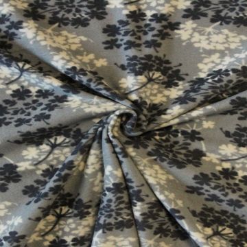 Fleece Print - Grey/White Hydrangeas on Grey