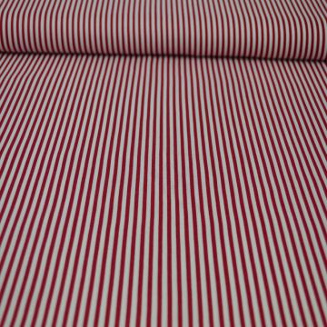 Viscose - Small Stripes Berry Red/White