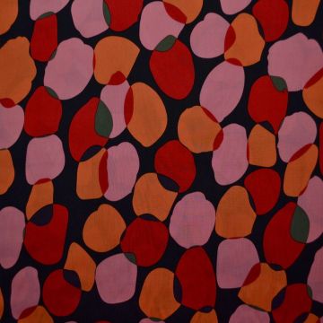 Viscose - Orange/Pink/Red Gemstones on Black