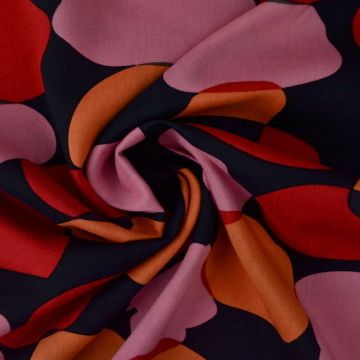 Viscose - Orange/Pink/Red Gemstones on Black