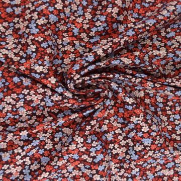Viscose - Tiny Retro Flowers - red/lavender