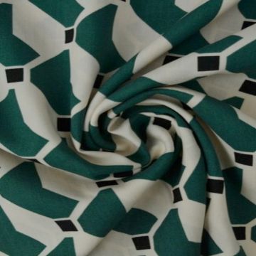 Viscose - Green Black Geo on Creme