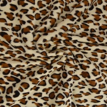 Knuffelfleece - Leopard brown on creme