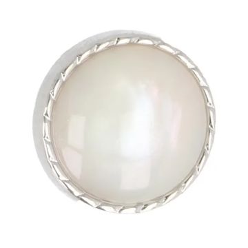 Knoop Milward - dot parel met rand zilver 13mm - 6 stuks