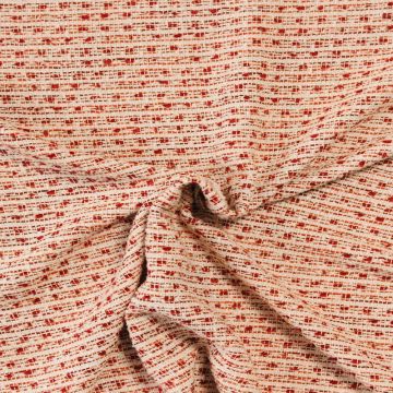 bouclé - Kleine Lijnen Ecru/Rood/Oranje/Zilver
