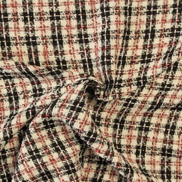 bouclé - Ruiten Zwart/Wit/Rood/Zilver