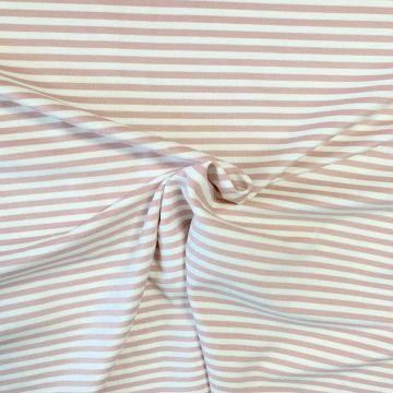 Cotton Jersey Brushed Stripes - Old Pink/White