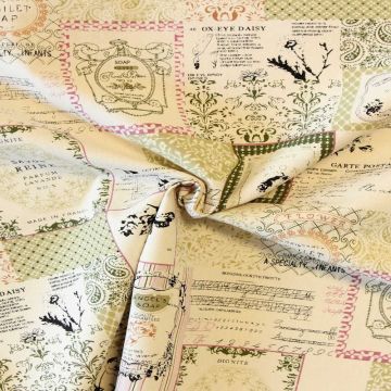 Katoen Canvas - French Green Beauty on Beige